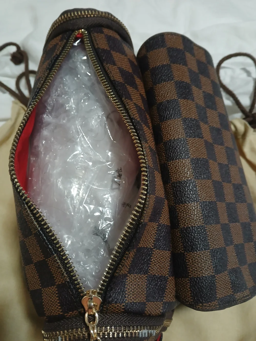 Checkerboard Brown and Dark Brown Crossbody - Picture 8 of 11